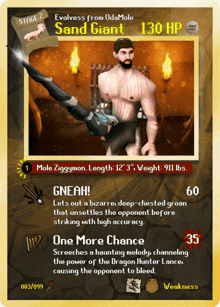a card that says evolves from odamol sand giant 130 hp