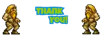 a pixel art of a statue with the words thank you