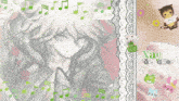 a picture of a girl with music notes and the word nagi on the bottom right