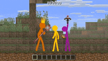 a screenshot of a minecraft game shows three stick figures and the time of 00:00:25