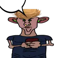 a cartoon drawing of a man with a speech bubble coming out of his head