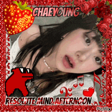 a picture of a girl with the name chaeyoung written on it