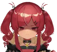 a girl with red hair is wearing a choker and a collar