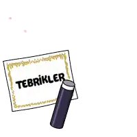 two cats in graduation caps are holding a sign that says tebrikler