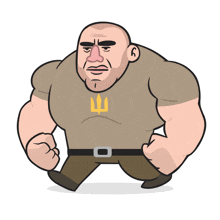 a cartoon of a man wearing a shirt with a trident on it