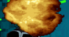 a pixel art drawing of a person with a huge explosion coming out of their head