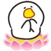 a cartoon duck is sitting on a pink flower .