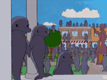 Simpsons Dolphins Attacking Haha GIF