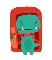 a cartoon of a dinosaur wearing a bow tie