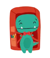 a cartoon of a dinosaur wearing a bow tie