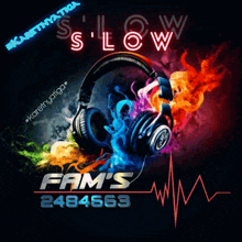 a gold and black logo for slow fans