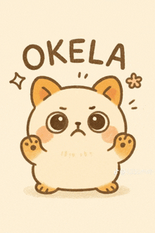a drawing of a cat with the word okela written on it