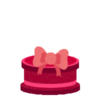 a cartoon character is coming out of a gift box with hearts around it