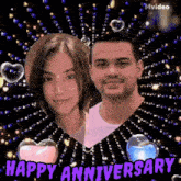 a happy anniversary greeting with a man and woman