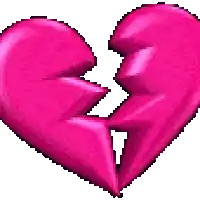 a pixel art illustration of a broken pink heart