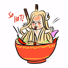 blonde girl ramen chopsticks so hot