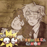 a drawing of a man and a woman with the words prunelia canon on the bottom