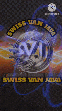 a logo for swiss van java is shown on a black background