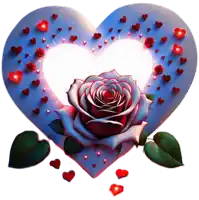 a heart shaped frame with a rose in the center
