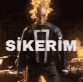 a picture of a ghost rider with the word sikerim on the bottom right