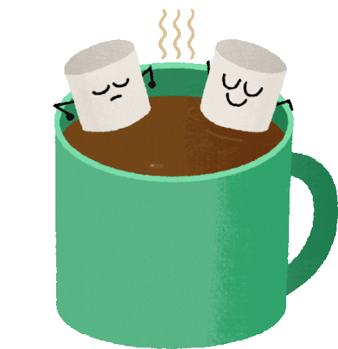 Marshmallows Bathe In Hot Chocolate Or Coffee Sticker - Caffeine Rush Hot Cocoa Marshmallows Stickers