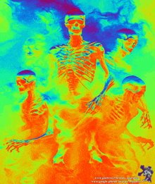 a painting of skeletons with the website www.pinterest.com.ar written on the bottom