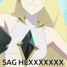 a picture of a woman with the words sag hexxxxxxx