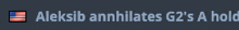 a blurred image of an american flag with the words " aleksib annihilates g2 's a hold "