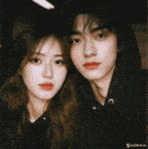 a man and a woman are looking at each other with a black background that says kling ai 16 on it