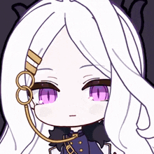 a girl with white hair and purple eyes has a necklace around her neck
