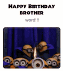 Happy Birthday Brother Word GIF - Happy Birthday Brother Word Minions GIFs