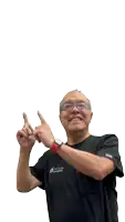 a man in a black shirt that says 6 on it
