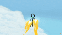 a stick figure is flying through the air with a rocket behind it