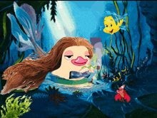 a cartoon drawing of a mermaid with a duck head