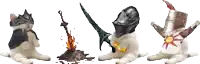 a group of cats wearing armor and helmets