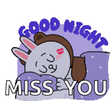 a good night miss you sticker with a bunny