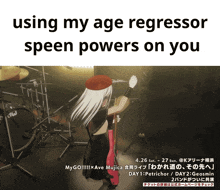 using my age regressor speen powers on you is written on a poster