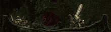 a group of gnomes holding swords and chainsaws in a cave