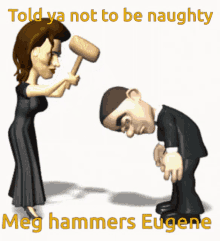 Naughty Man Hammer To Head GIF - Naughty Man Hammer To Head Woman Hammers Man GIFs