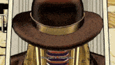 a man with a hat and tie says you can t touch me