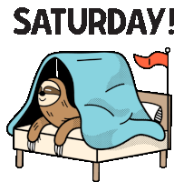Sloth In Bed Saying Saturday Sticker - Lethargic Bliss Camp Camping Stickers