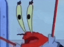 a close up of a painting of spongebob and patrick on a blue background