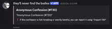 they 'll never find the bodies anonymous confession