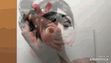 a drawing of a girl with the words made in animotica on the bottom