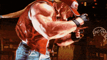 a pixelated image of a man in a red and white hat with the word dao written on it
