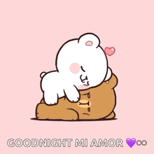 a cartoon of a teddy bear hugging another teddy bear with the words goodnight mi amor written below it