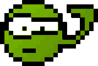 a pixel art of a green heart with a smiley face on it