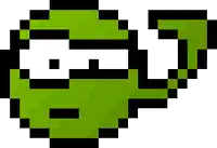 a pixel art of a green heart with a smiley face on it