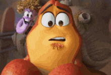 a cartoon character has a surprised look on his face