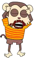 a cartoon of a monkey wearing a striped shirt